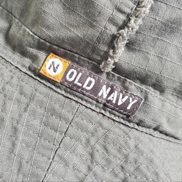 𝅺Y2K Vintage Old Navy Olive Green Frayed Brim Bucket Hat Size Medium Large - Picture 4 of 11